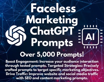 Faceless Marketing ChatGPT Prompts | Prompt Library for Innovative Digital Marketing | Revolutionize Your Digital Marketing Strategy