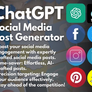 ChatGPT Social Media Post Generator | TikTok | Facebook | Pinterest | Twitter | Instagram | Instant Access | Copy and Paste | How-to Video