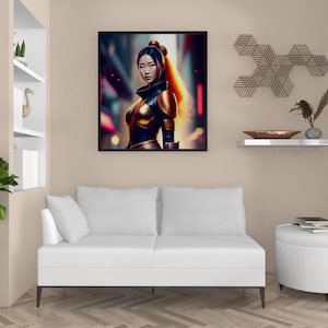 Colorful Samurai Girl Art - Unique Wall Decor - download / for your own digital print, perfect for Christmas, gift for every time