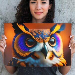 Eule - (Bunt leuchtend) Hoch auflösendes Bild zum selber ausdrucken, Perfekt für Dekorationen, Blickfang, Geschenk, Weihnachtsgeschenk