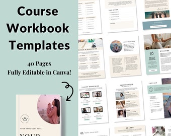 Course Workbook Template | Editable in Canva, for life coaches, bloggers, course creators, and webinar hosts. Bonus Course Plan Worksheet!