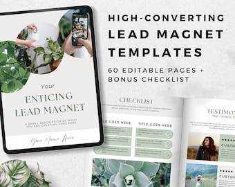Editable Canva Lead Magnet Template Set for PDF Workbook, eBook, Worksheets, Cheatsheet with Beautiful Green Aesthetic