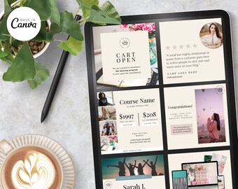 Course Launch Canva Templates for Instagram Feed and Facebook Posts | Promote and Sell Your Online Course!
