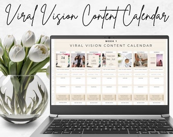 Social Media Content Planner Google Sheets Spreadsheet. Simple Daily, Weekly, and Monthly Content Calendar. Viral Vision.