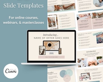 Webinar, Masterclass, & Online Course Lesson Slide Deck Templates for Canva | Classy and Colorful Pastel Aesthetic