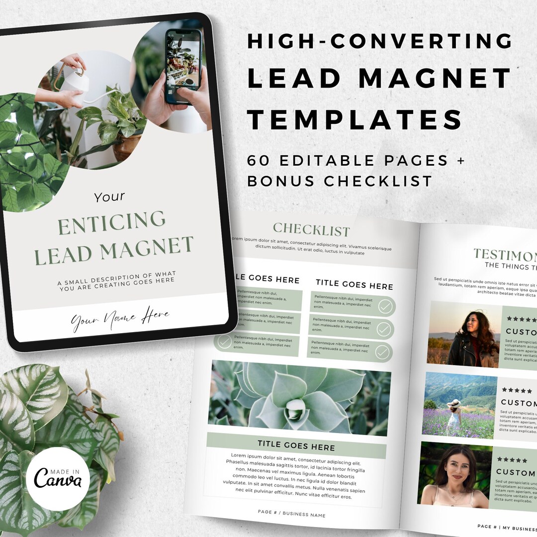 Editable Canva Lead Magnet Template Set for PDF Workbook, Ebook ...