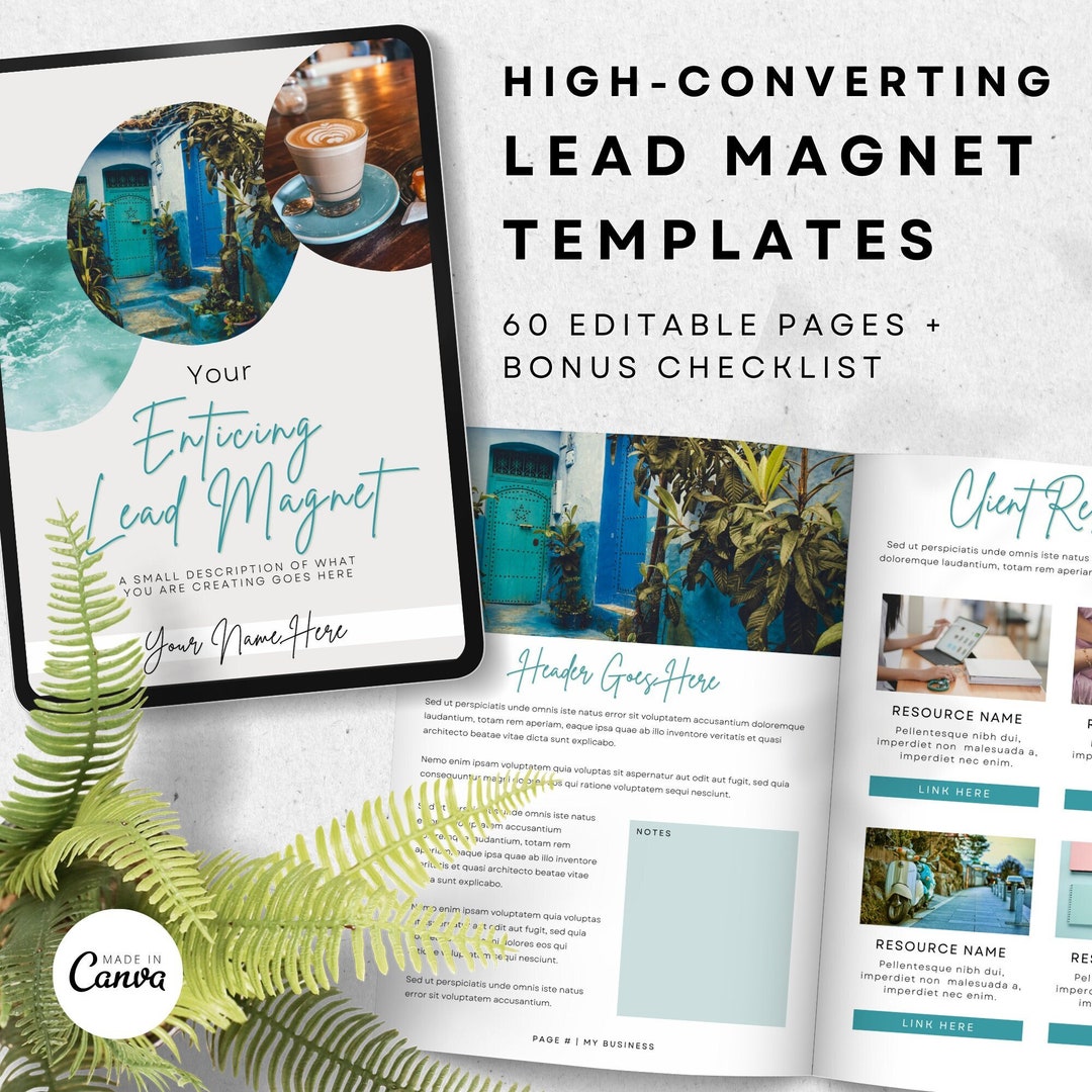 Editable Canva Lead Template Set for PDF Workbook, Ebook