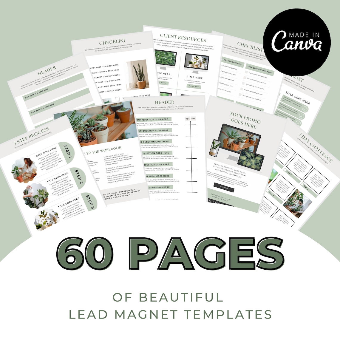 Editable Canva Lead Template Set for PDF Workbook, Ebook