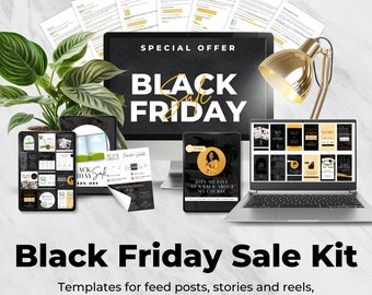 Black Friday Flash Sale Kit with Instagram Feed and Stories Posts, Email Swipe Copy, Social Media Templates, and Promo Schedule