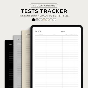 Tests Tracker, Printable, Minimal, Exams Tracker, Study Planner, Exam ...