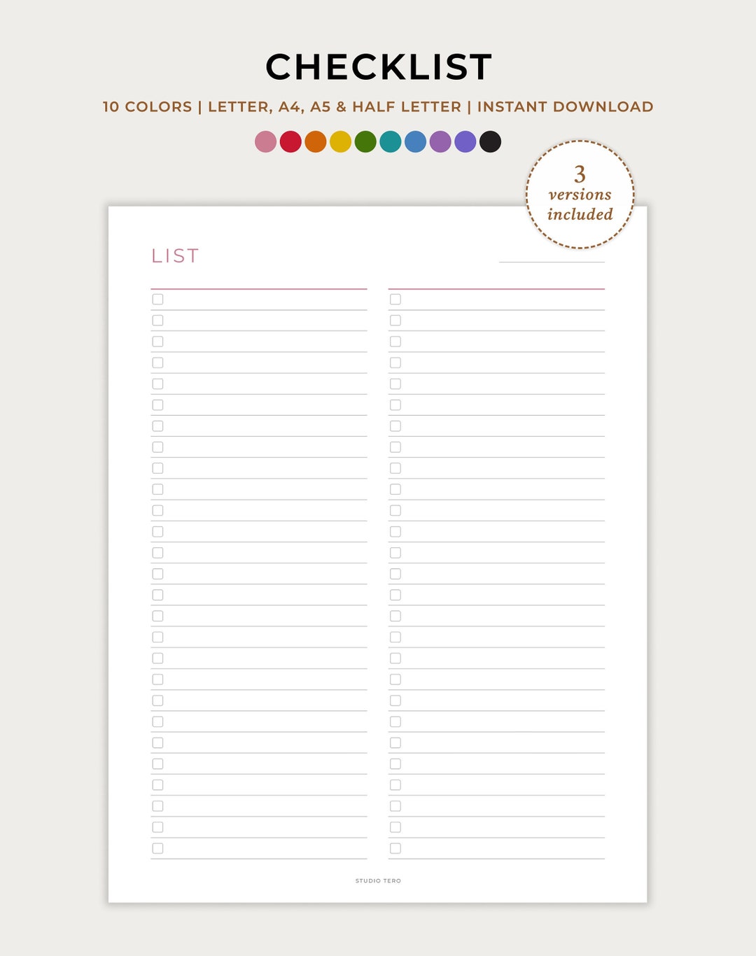 Checklist, Blank Checklist Simple, to Do List, Brain Dump Sheet, Work ...