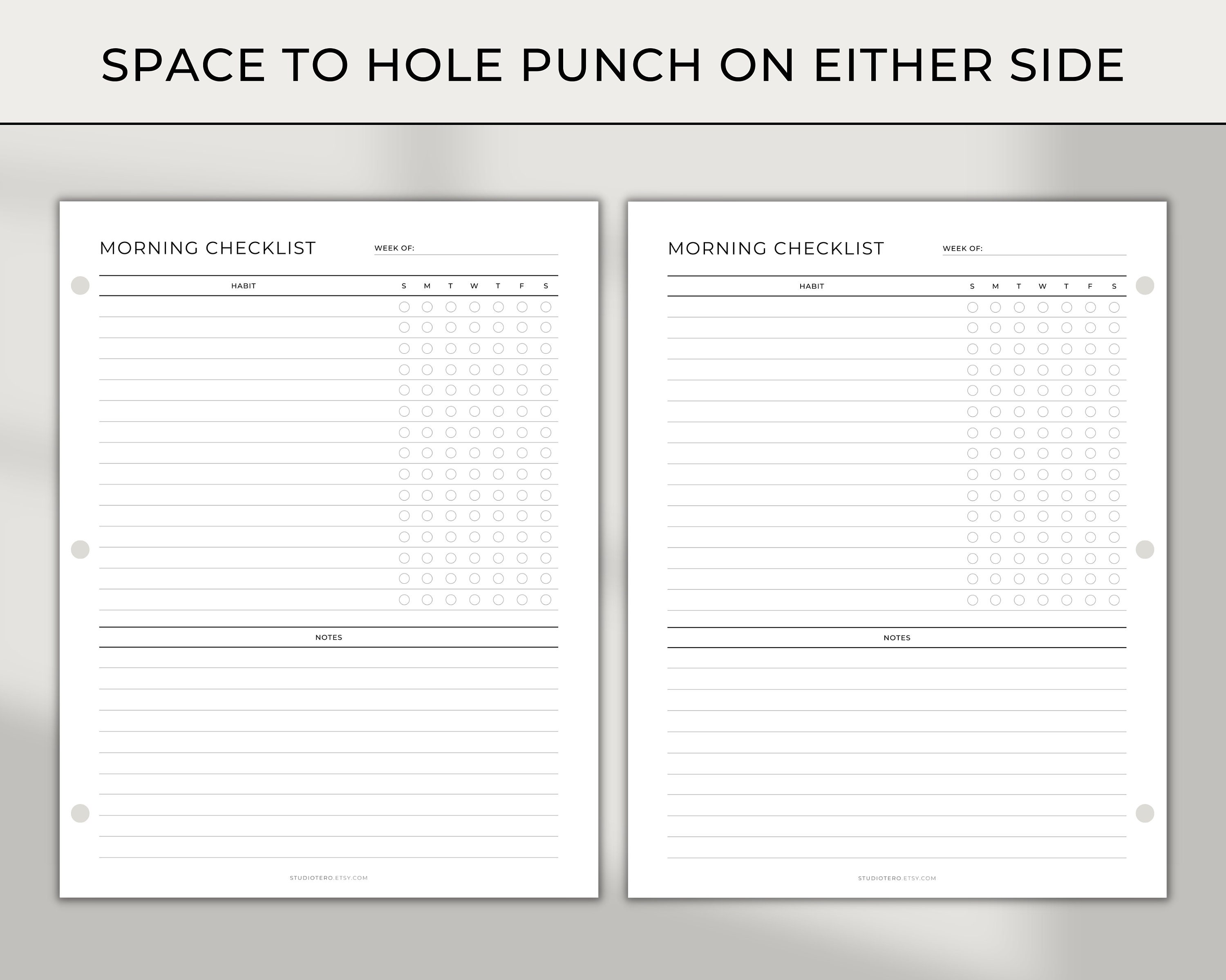 Morning Checklist, Printable, Minimal, to Do List, Daily Tasks Planner ...