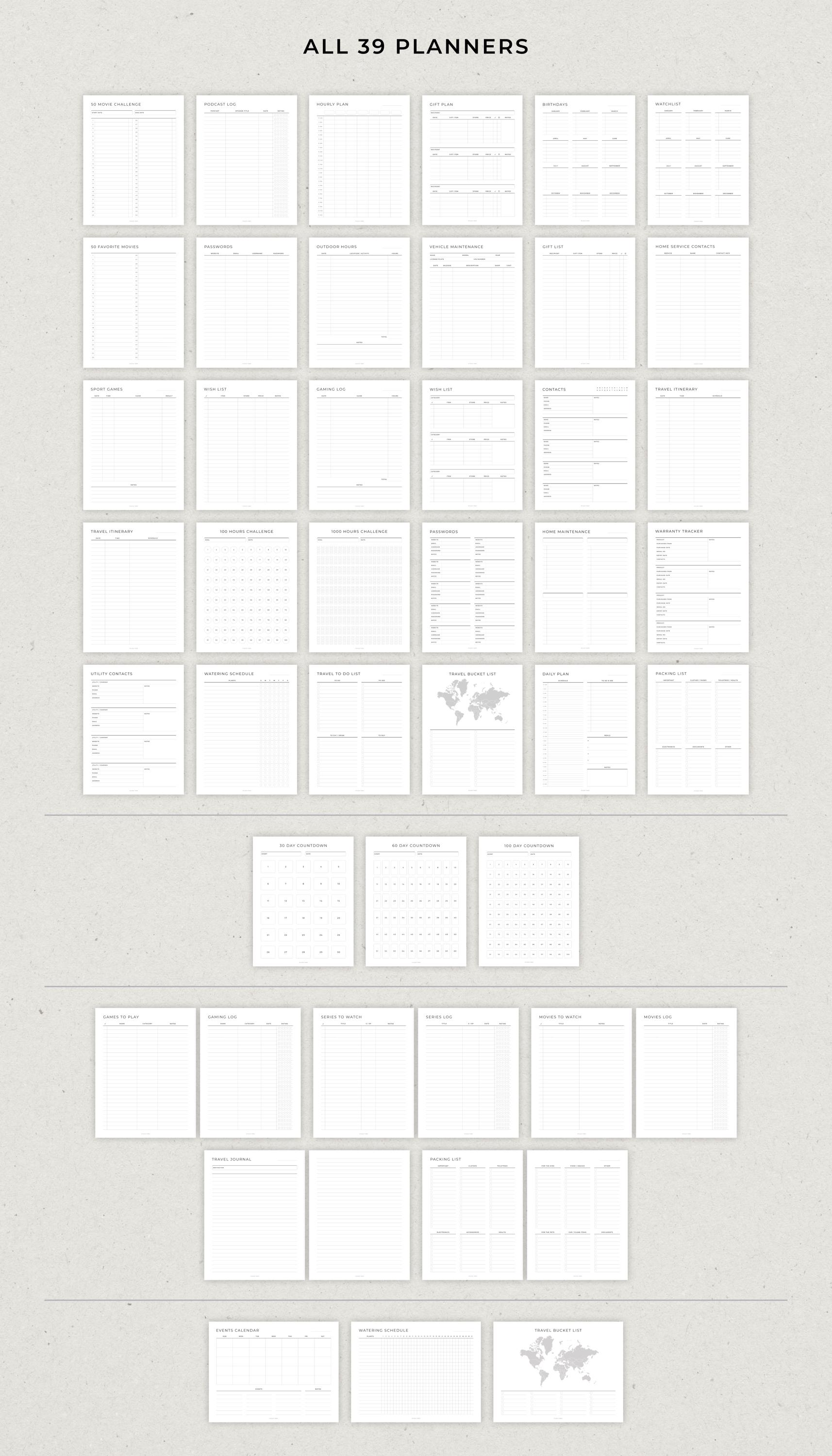 Lifestyle, Home, & Fun Planners BUNDLE, Movies and Series Journal ...