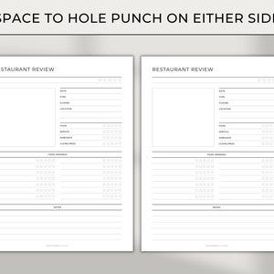 Restaurant Review Sheet, Printable, Minimal, Menu Planner, Recipe ...