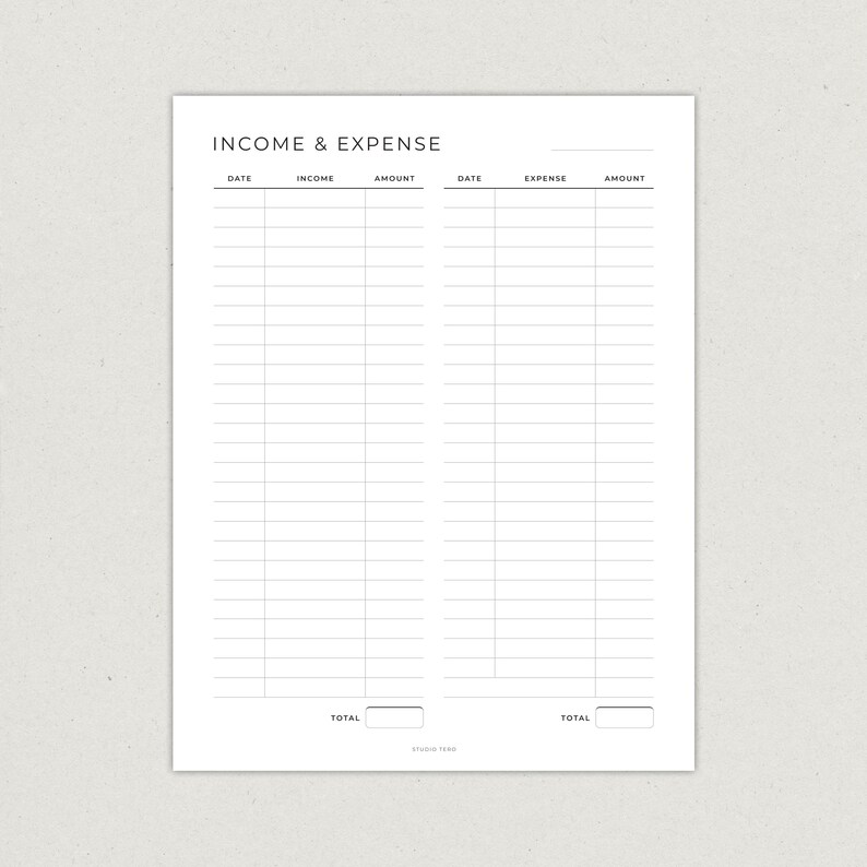 Income and Expense Tracker on One Page, Financial Planner Printable ...