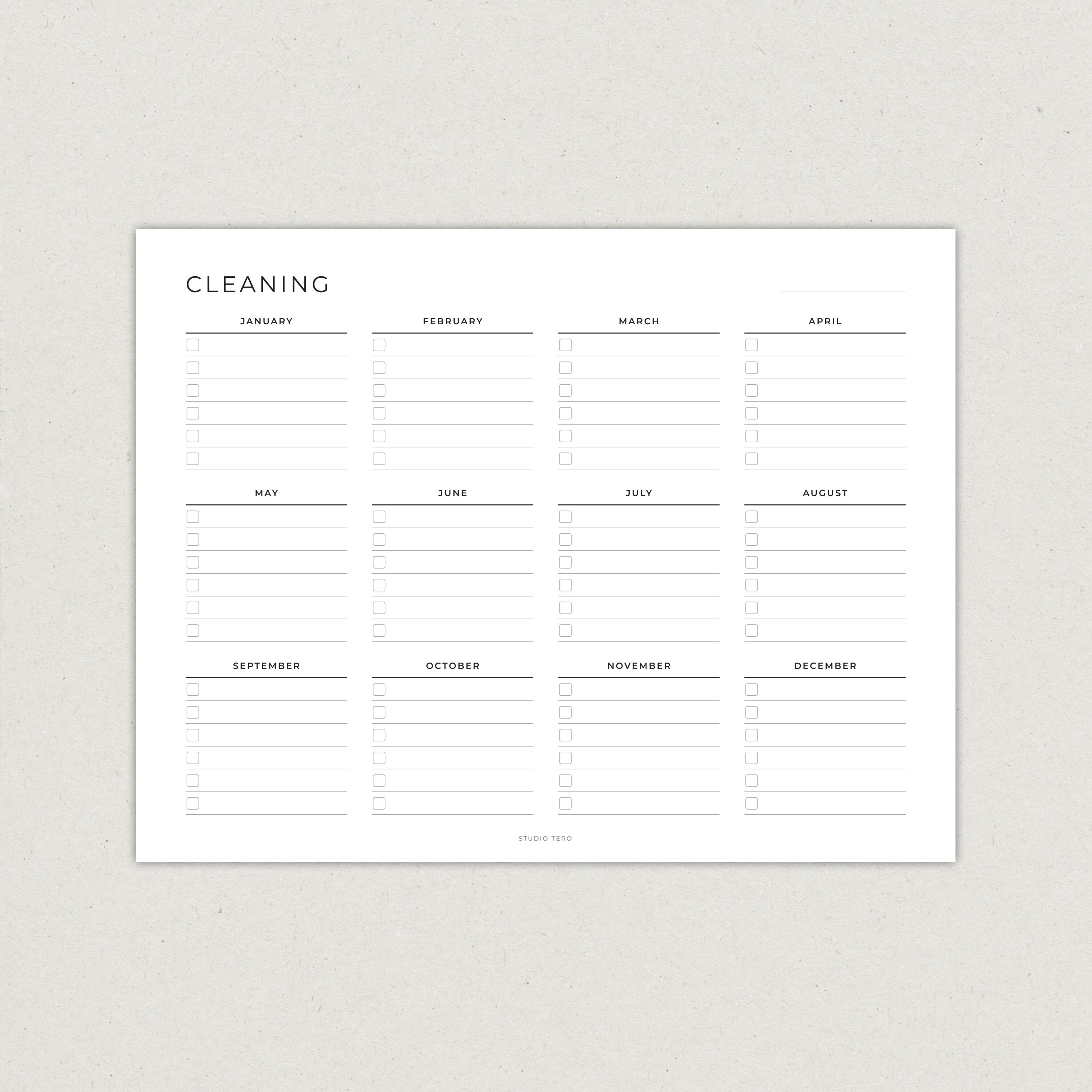 Yearly Cleaning Task List, Cleaning Tasks, Cleaning to Do List ...