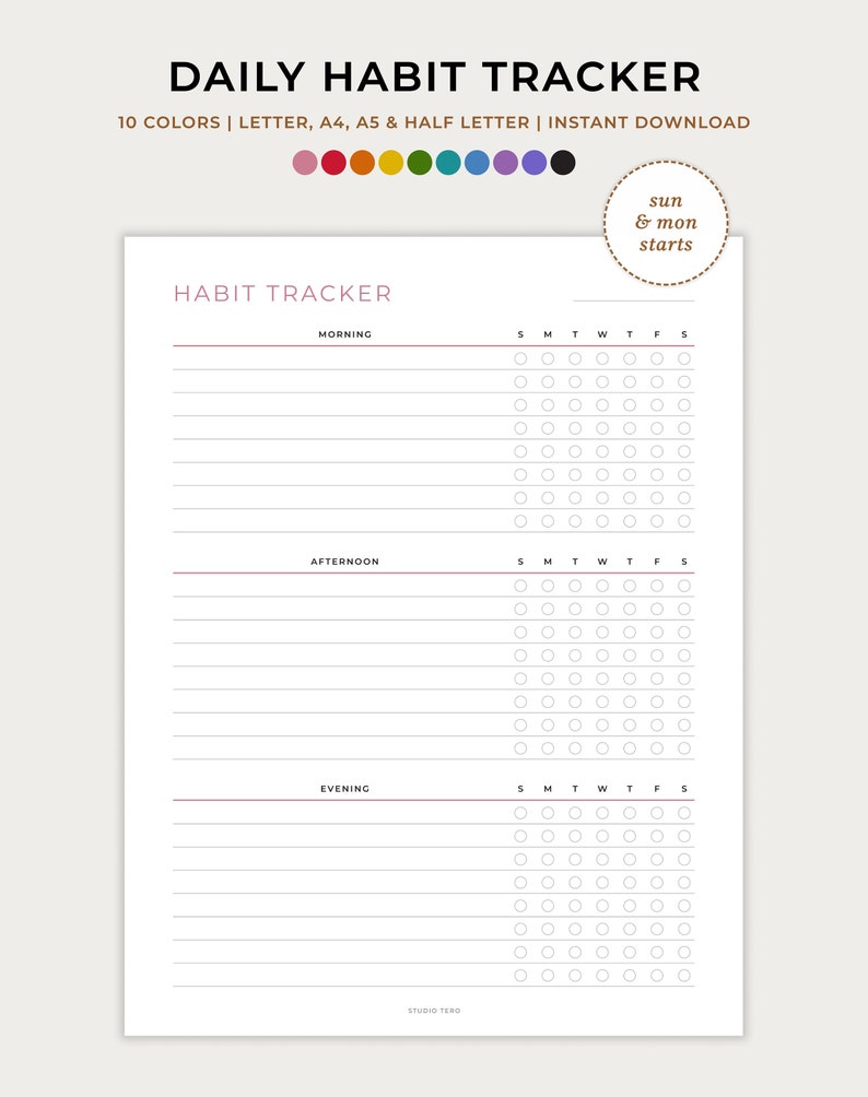 Daily Habit Tracker, Daily Routine Planner, Routine Checklist ...