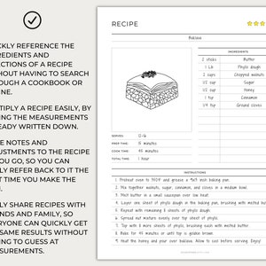 Recipe Sheet, Printable, Minimal, Cooking Planner, Recipe Planner, Food ...