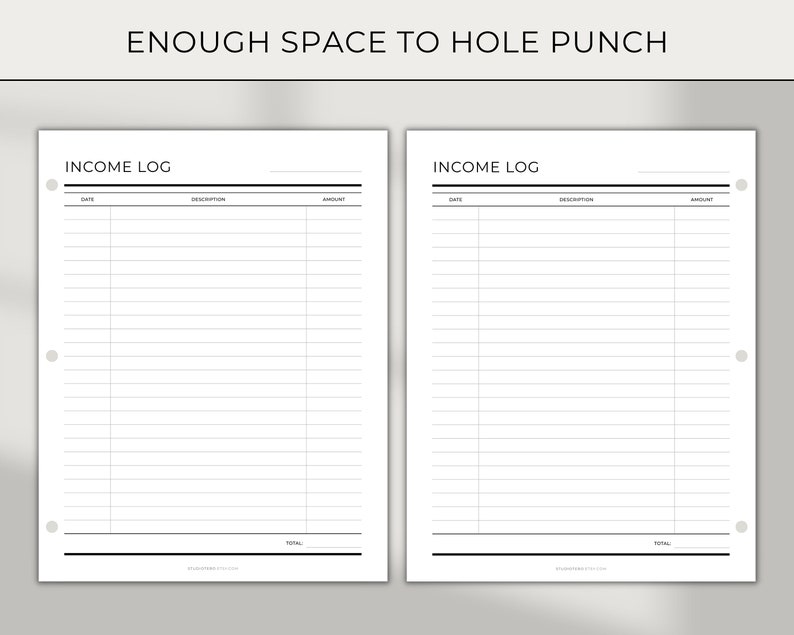 Income Log, Printable, Minimal, Productivity, Income Tracker, Budget ...