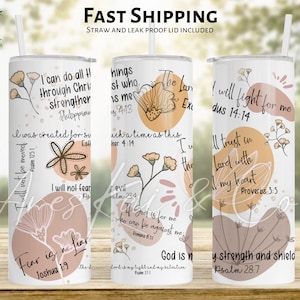 Personalized Inspirational Quotes Tumbler | 20oz Skinny Tumbler Christian Bible Verse Affirmations | Insulated | Gift Ideas | Gift for her |
