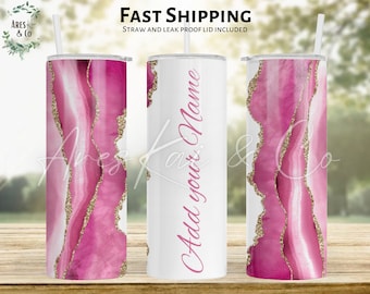 Personalized Tumbler With Lid and Straw, Stainless Steel Skinny Tumbler, Personalized Gift for Mom, Gift for Her Marble, Bridal Party Gifts