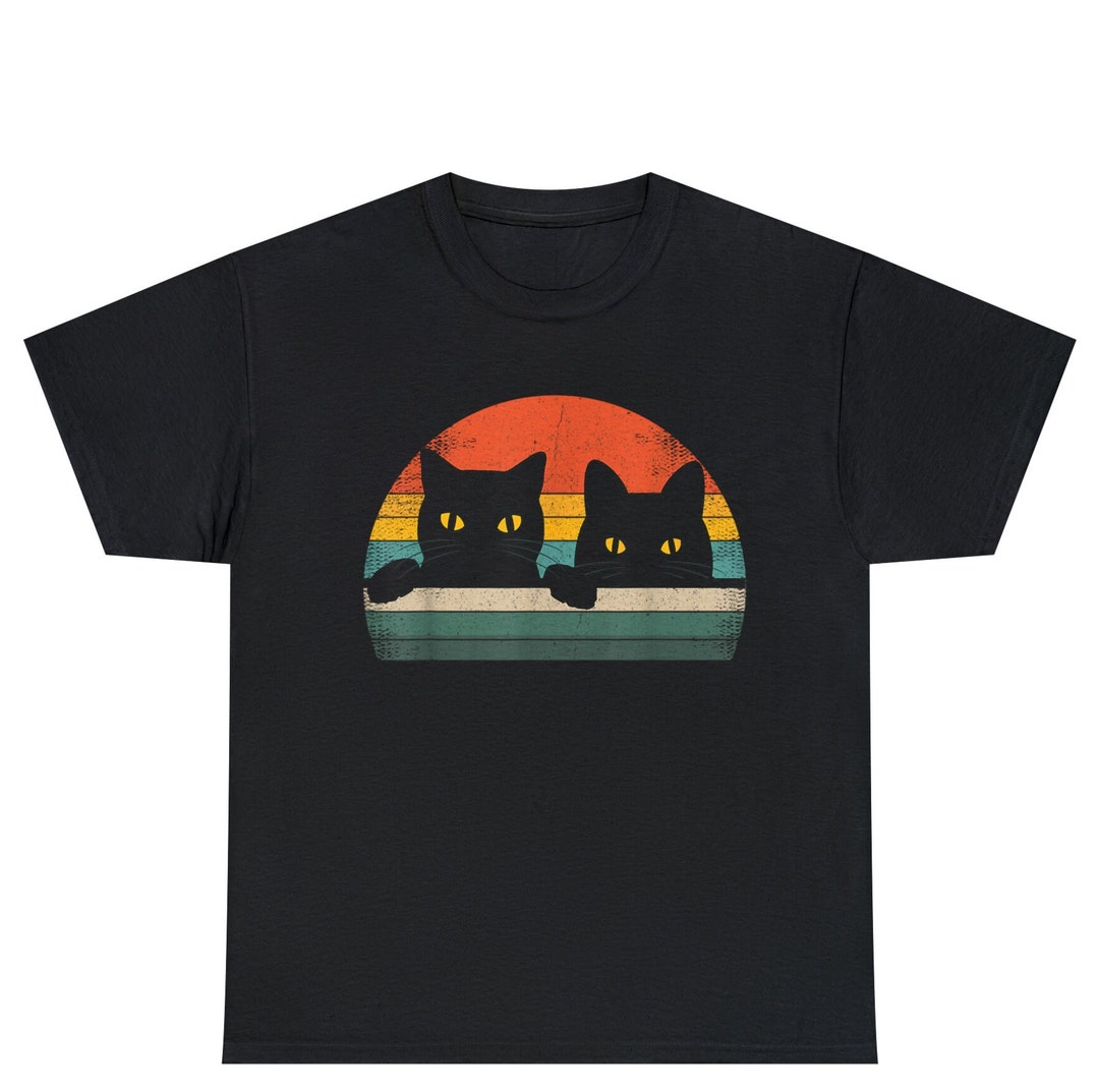 Black Cat Vintage Retro Tshirt, Retro Vintage Black Cats, 80s Style