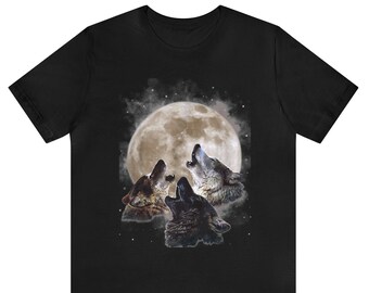 WOLF PACK 4X Cotton Wolves T-Shirt Blue Adult Men's Women's Short