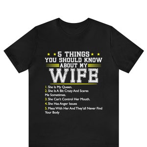 Funny Wife Shirt, 5 Things You Should Know About My Husband T Shirt,Funny Gift For Wife,Wife Shirt,Best Wife Shirt,Wife Gifts,Sarcastic Wife