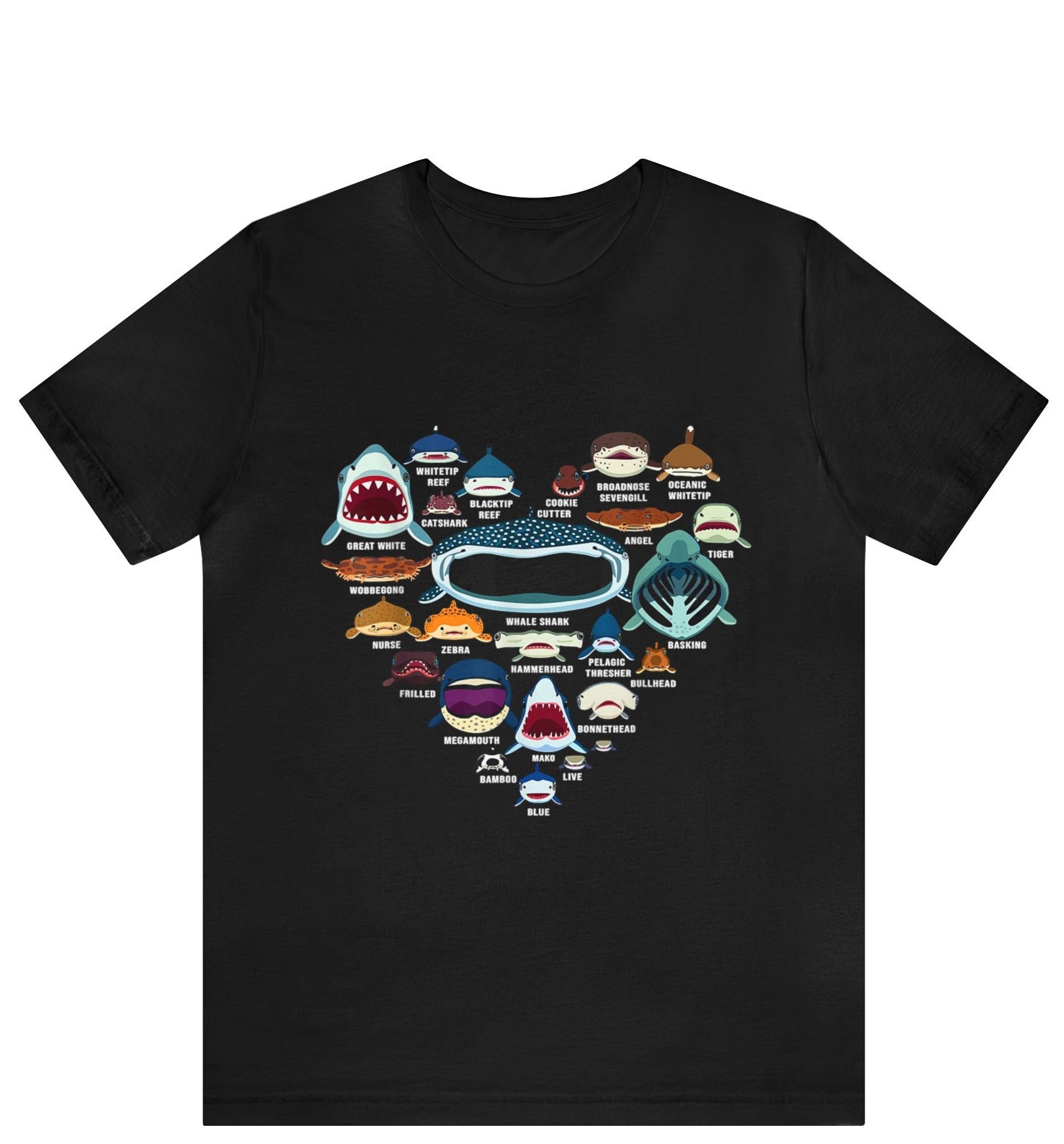 Sharks Love Shirt Heart Shark Faces Type of Shark Predators