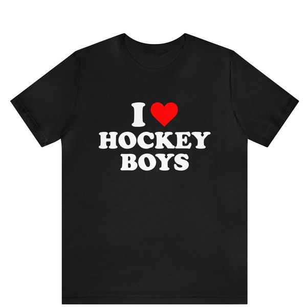 Me encanta la camiseta de los chicos de hockey, camisetas de parodia, me encanta, el corazón, los chicos de hockey, las camisas de meme, las camisas de regalo divertidas, me encanta la camiseta de los chicos de hockey