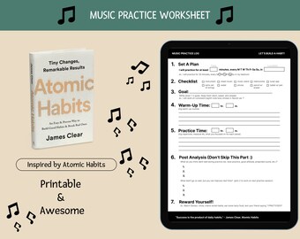 Daily Music Practice Worksheet, Instant Download, Printable, iPad template, James Clear, Good Habit, Productivity