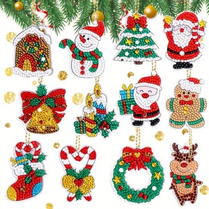 Christmas Diamond Art Ornaments Rhinestones Single-Sided for Kids