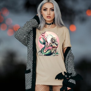 Zombie Mermaid TShirt Gothic Mermaid Shirt/ Undead Pinup Tee/ Halloween Mermaid Graphic/ Spooky Siren Shirt/ Horror Fantasy Shirt