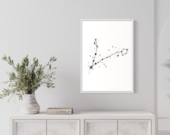 Pisces Constellation, Star Sign Gift, Zodiac Gift, March Birthday Gift, February Birthday Gift, Instant Download, Zodiac Poster.