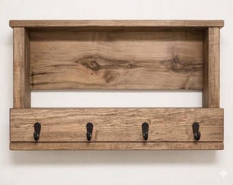 Wooden Key Chain Rack, Wall Mail Holder, Key Chain Holder, Wall Storage, Mudroom Storage, Key Mail Holder, Wooden Storage Organization