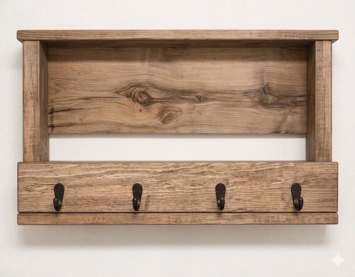 Wooden Key Chain Rack, Wall Mail Holder, Key Chain Holder, Wall Storage ...
