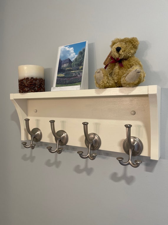 Bathroom or Entry Hanger Hooks and Shelf