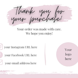 Thank You For Your Order Card Template