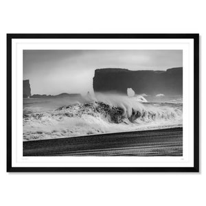 Signed Limited Edition A2 or A3 Framed or Unframed Photo Print Wall Art Black and White Fine Art Photography Waves on Reynisfjara Beach