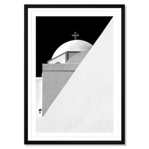 Signed Limited Edition Santorini Church A2 or A3 Framed or Unframed Black and White Photo Print Wall Art Decor Fine Art Photography