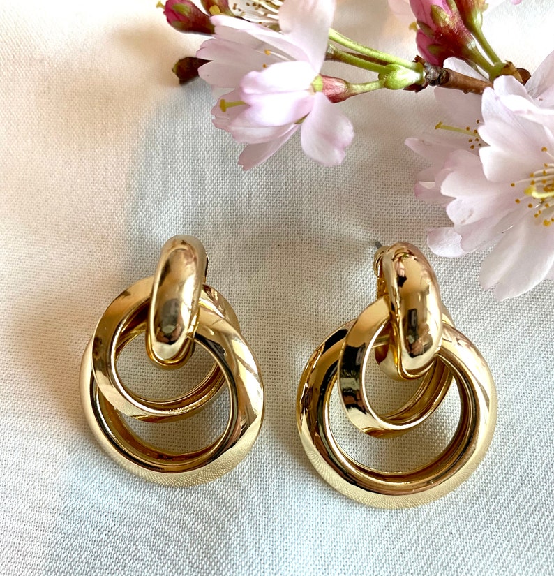 Earrings gilded with fine gold, vintage jewelry, boho chic style, women's gift, jewelry for her, trendy earrings, boho jewelry image 1