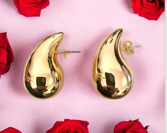 Gold or silver drop earrings, Bottega style teardrop earrings - trendy luxury dupe - woman - for Elle-Kylie Jenner