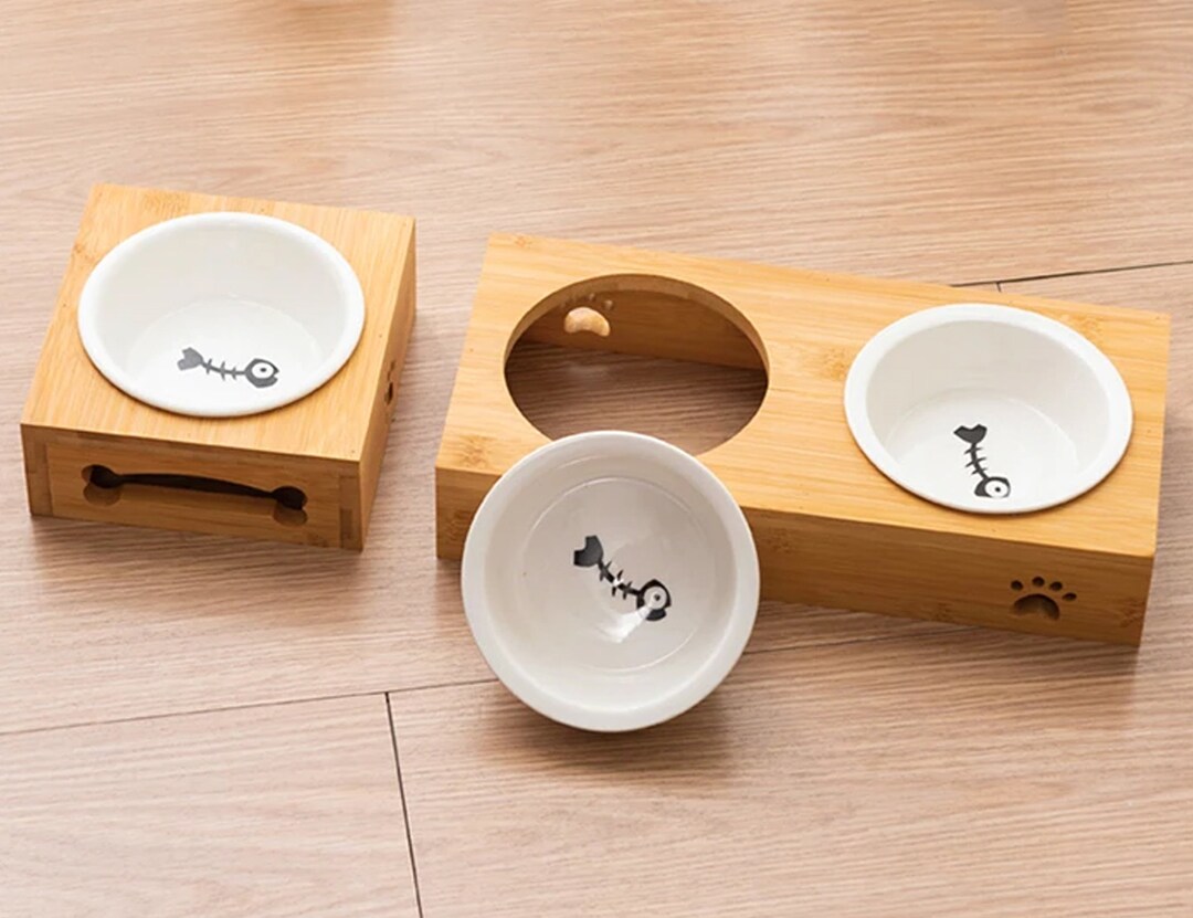 Pet Wood Stand Pet Food Dish Cat Food Stand Pet Food Etsy
