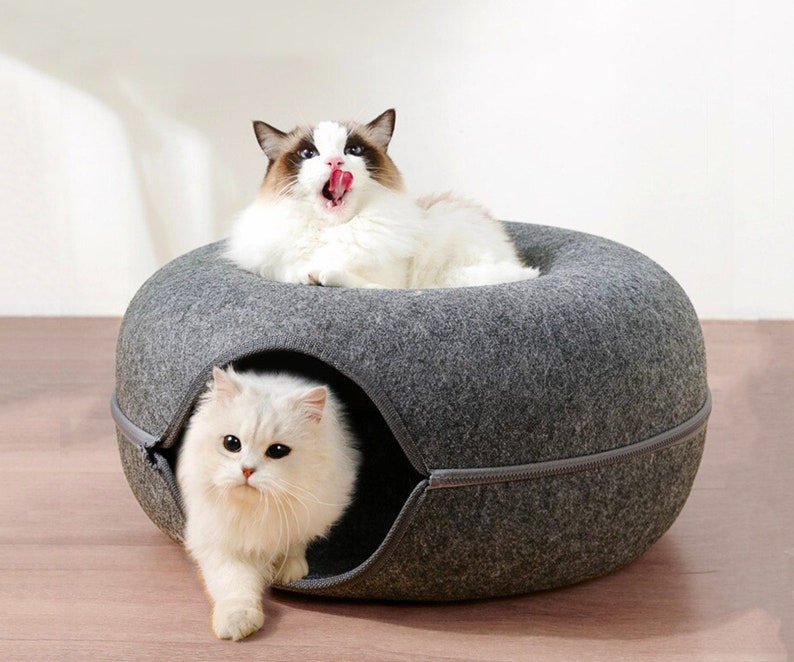Cat Tunnel Bed Cat Felt Bed Felt Cat Tunnel Round Cat Bed Etsy