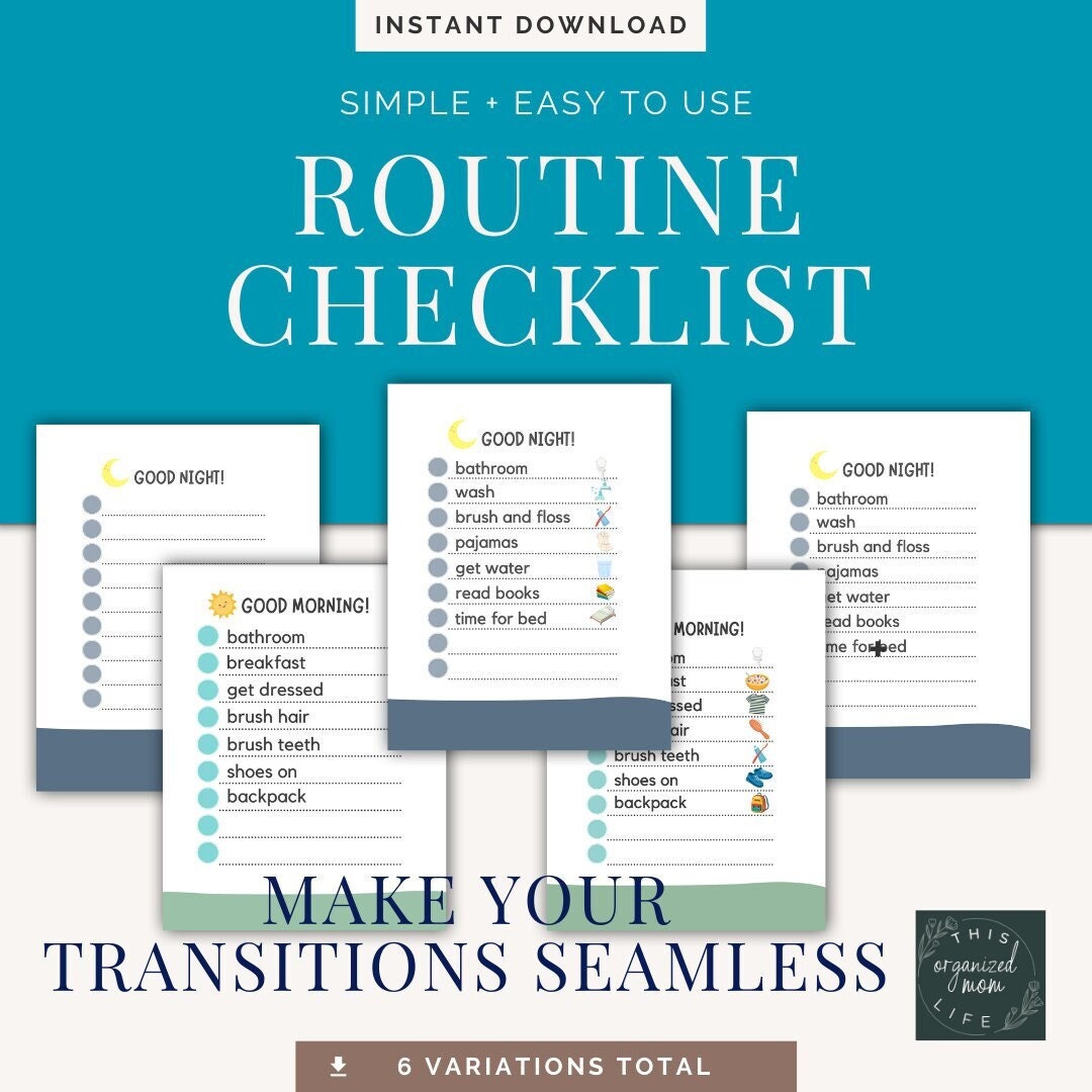 Morning Routine Chart for Kids, School Routine Chart, Task Chart, Night ...