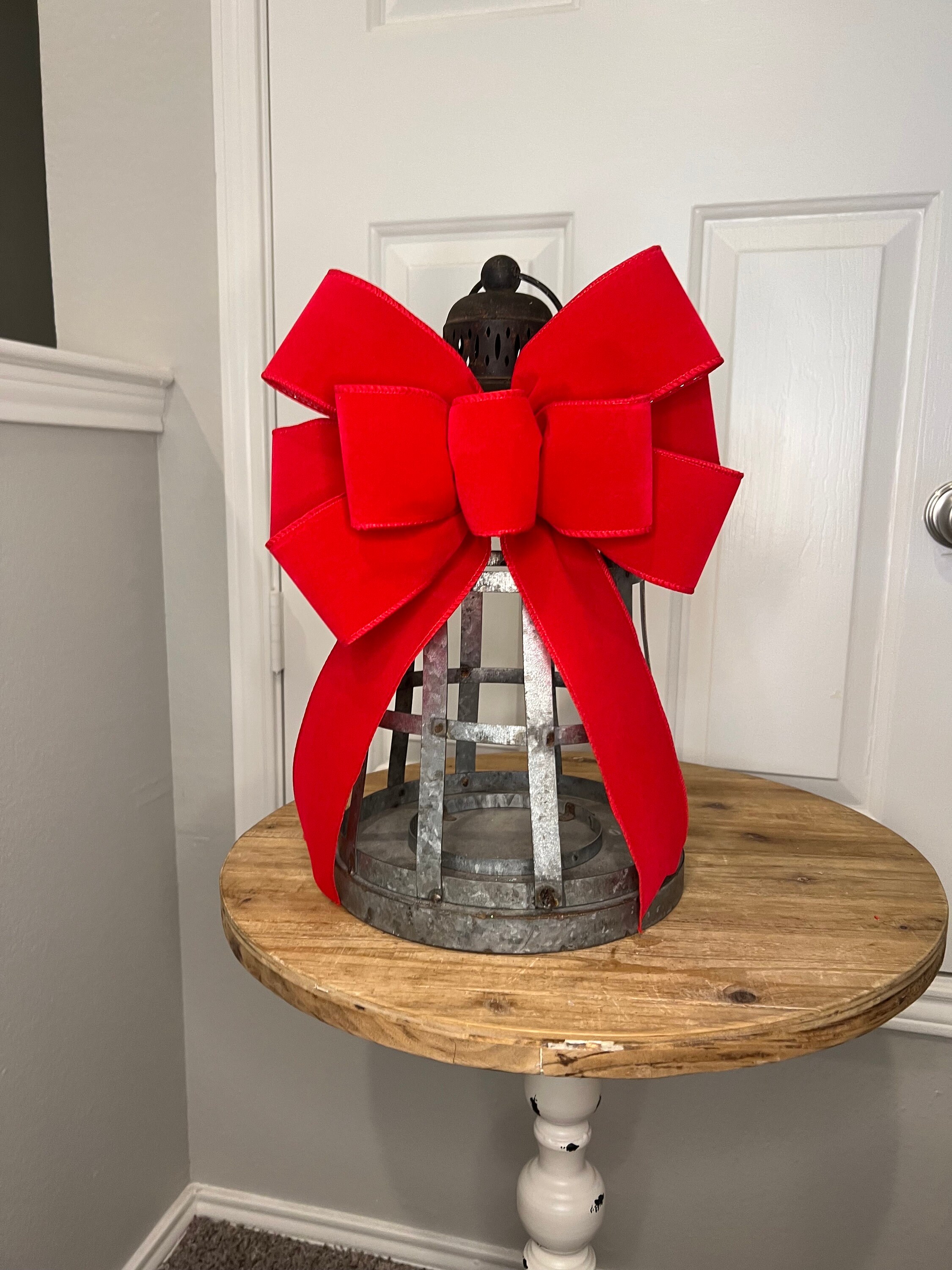 Christmas Bow Red Velvet Bow Christmas Tree Topper Front Etsy