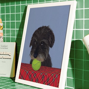 Schnauzer Dog Wall Art, Puppy Printable Poster, Kids Room Nursery Animal Wall Decor, Digital Download, Unique Hand Drawn Painting