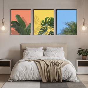 DREI POSTER Botanischer Druck, Tropische Pflanze, Kunst für die Wand, Geschenk für Pflanzenliebhaber, Minimalistischer Druck, Digitaler Download, Dekoration, Blatt Illustration