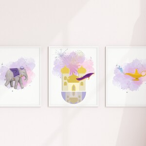 Aladdin Watercolor Art Print Set: Nursery Princess Decor (Digital Art)