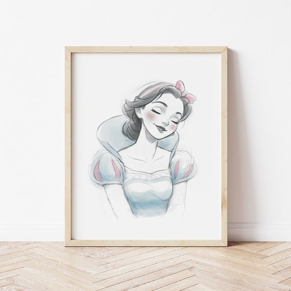 Snow White Art Print: Watercolor Princess Nursery Decor (Digital Download)